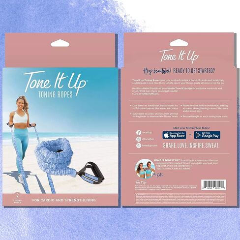 معدات اللياقة البدنية Tone It Up وأشرطة المقاومة وحبال التنغيم لتدريب القوة والتنغيم والنحت - الذراعين والساقين والأرداف والتمارين الأساسية وتمارين القلب لكامل الجسم في المنزل والسفر in Kuwait