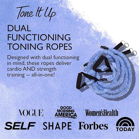 معدات اللياقة البدنية Tone It Up وأشرطة المقاومة وحبال التنغيم لتدريب القوة والتنغيم والنحت - الذراعين والساقين والأرداف والتمارين الأساسية وتمارين القلب لكامل الجسم في المنزل والسفر in Kuwait