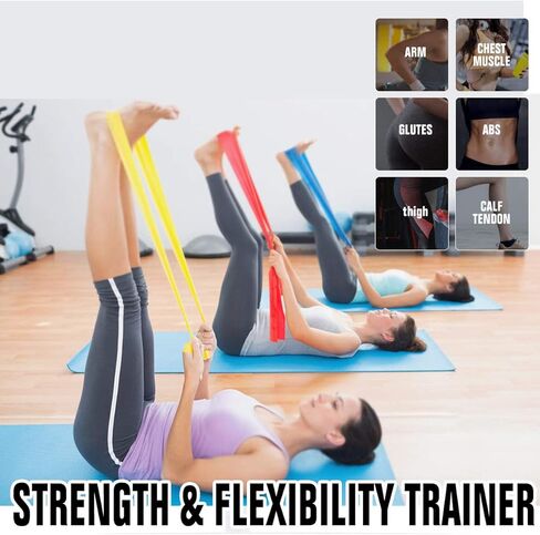 Resistance Bands Set 3 Packs Elastic Exercise Bands for Physical Therapy Tension Band Recovery Band Workout Stretch Bands for Strenght Training Pilates Yoga Arms Upper Body and Shoulders in Kuwait