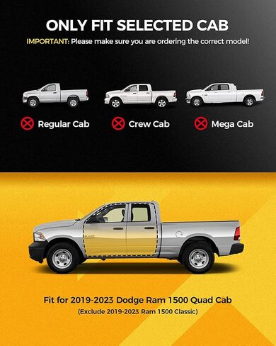 لوحات تشغيل KYX متوافقة مع 2009-2018 Ram 1500 (بما في ذلك 2019-2023 Ram 1500 Classic) كابينة رباعية، 6 بوصات خطوات جانبية منسدلة Ram Nerf Bars ولوحات شاحنات وسكك حديدية in Saudi Arabia