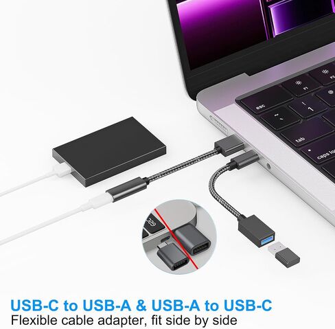 Female USB to USB C, 60W Fast Charging 5Gbps Data Sync USB C to USB 3.0 Adapter, USB Female to USB C Male Cable, OTG USB Adapter for iPhone15 Series for MacBook, Galaxy Note Series in Saudi Arabia