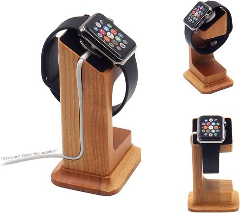 قاعدة شحن خشبية وحامل شاحن من الخيزران متوافقة مع جميع سلاسل Apple Watch SE in Kuwait
