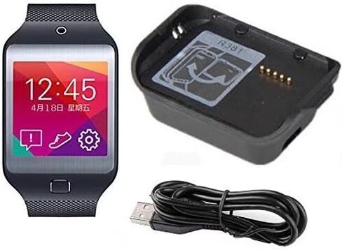 شاحن متوافق مع Gear 2 Neo R381، سلك كابل قاعدة شحن بديل متوافق مع ساعة Samsung Gear 2 Neo R381 الذكية باللون الأسود in Kuwait