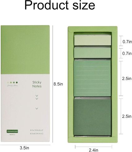Green Sticky Notes Set, 240 Sheets Lined Pastel Sticky Note Pads, Portable Macaron Sticky Notes, 240 Sheets Self-Stick Index Tabs Flag Organizer for Planner, Bullet Journal, Calendar (Avocado Green) in Saudi Arabia