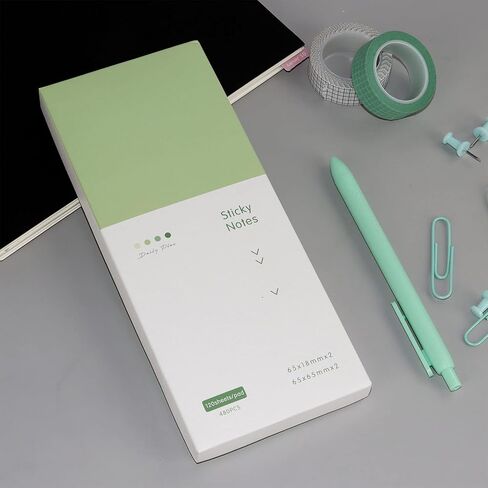 Green Sticky Notes Set, 240 Sheets Lined Pastel Sticky Note Pads, Portable Macaron Sticky Notes, 240 Sheets Self-Stick Index Tabs Flag Organizer for Planner, Bullet Journal, Calendar (Avocado Green) in Saudi Arabia
