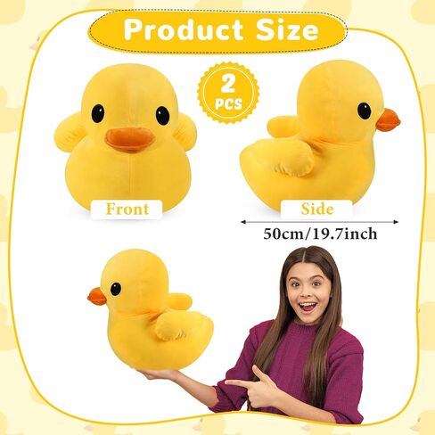 Leyndo 2 Pcs Giant Plush Yellow Duck Soft Stuffed Animal Toy Duck Stuffed Plush Pillow Huggable Animal Dolls Play Set Toy for Boys Girls Birthday Gift Party Sofa Decoration(7.9 Inch) in Kuwait