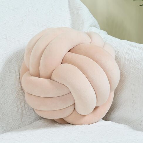 عقدة وسادة الكرة، وسادة رمي مستديرة ناعمة وسادة ديكور المنزل الوسائد الكروية، وسادة مصنوعة يدويًا من القطيفة معقودة لديكور المنزل للأطفال يلعبون الكرة بعقدة in Kuwait