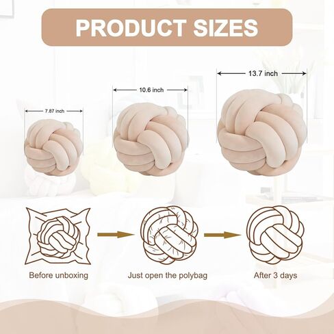 عقدة وسادة الكرة، وسادة رمي مستديرة ناعمة وسادة ديكور المنزل الوسائد الكروية، وسادة مصنوعة يدويًا من القطيفة معقودة لديكور المنزل للأطفال يلعبون الكرة بعقدة in Kuwait