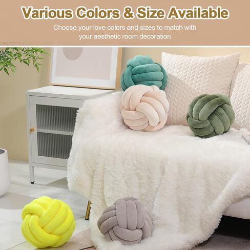 عقدة وسادة الكرة، وسادة رمي مستديرة ناعمة وسادة ديكور المنزل الوسائد الكروية، وسادة مصنوعة يدويًا من القطيفة معقودة لديكور المنزل للأطفال يلعبون الكرة بعقدة in Kuwait