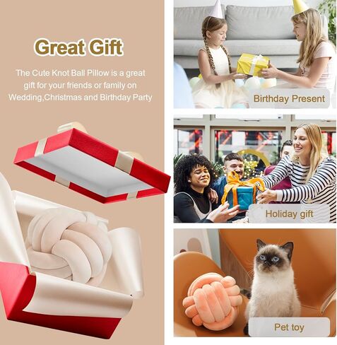 عقدة وسادة الكرة، وسادة رمي مستديرة ناعمة وسادة ديكور المنزل الوسائد الكروية، وسادة مصنوعة يدويًا من القطيفة معقودة لديكور المنزل للأطفال يلعبون الكرة بعقدة in Kuwait