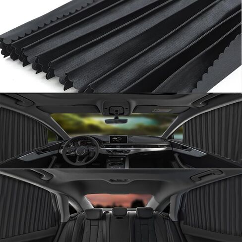 4 Pcs Car Curtains, Pack Slidable Car Side Window Sun Shades Privacy Block Light for Breastfeeding, Taking A Nap, Changing Clothes, Camping (Black) in Saudi Arabia