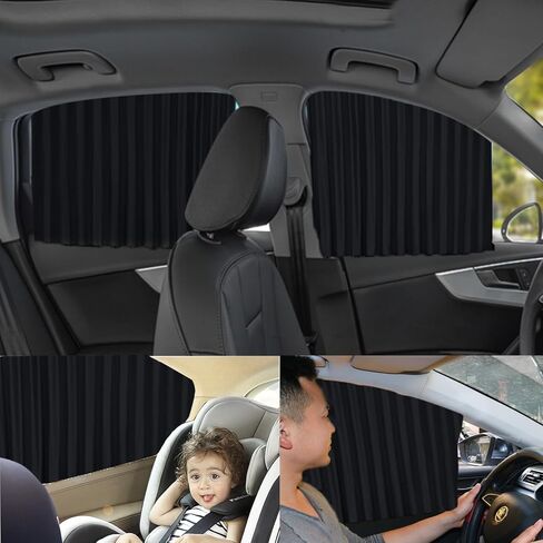 4 Pcs Car Curtains, Pack Slidable Car Side Window Sun Shades Privacy Block Light for Breastfeeding, Taking A Nap, Changing Clothes, Camping (Black) in Saudi Arabia