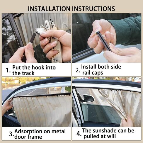 4 Pcs Car Curtains, Pack Slidable Car Side Window Sun Shades Privacy Block Light for Breastfeeding, Taking A Nap, Changing Clothes, Camping (Black) in Saudi Arabia