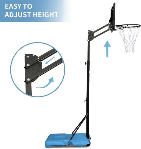 Outdoor Basketball Hoop: Adjustable 7.5 to 10ft Height, 44 Inch Backboard, Portable Goal System with Stable Base and Wheels in Saudi Arabia