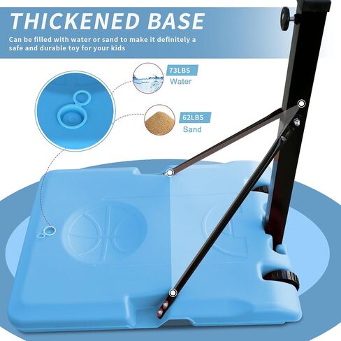 Outdoor Basketball Hoop: Adjustable 7.5 to 10ft Height, 44 Inch Backboard, Portable Goal System with Stable Base and Wheels in Saudi Arabia