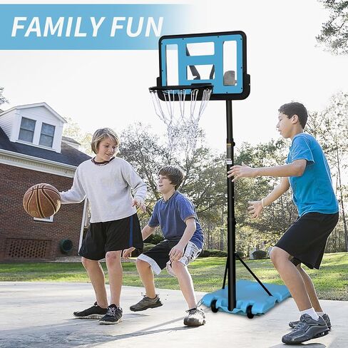 Outdoor Basketball Hoop: Adjustable 7.5 to 10ft Height, 44 Inch Backboard, Portable Goal System with Stable Base and Wheels in Saudi Arabia