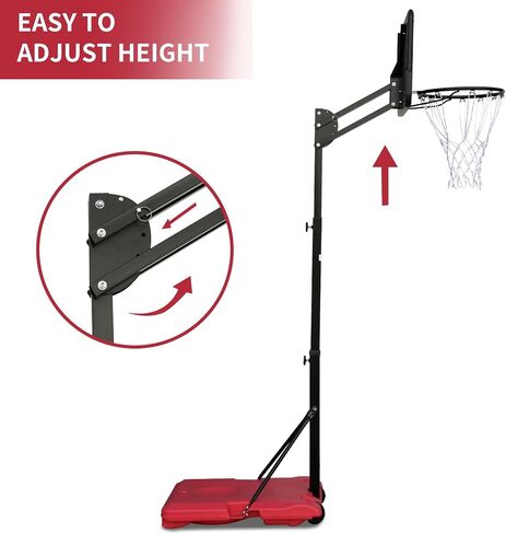Outdoor Basketball Hoop: Adjustable 7.5 to 10ft Height, 44 Inch Backboard, Portable Goal System with Stable Base and Wheels in Saudi Arabia
