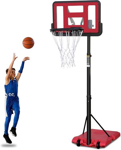 Outdoor Basketball Hoop: Adjustable 7.5 to 10ft Height, 44 Inch Backboard, Portable Goal System with Stable Base and Wheels in Saudi Arabia
