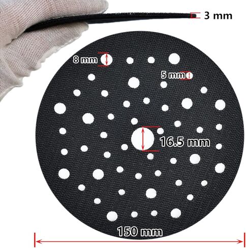 حافظة وسادة حلقة وخطاف ممتازة مقاس 6 بوصات و53 فتحة لآلات الصنفرة المدارية العشوائية تعمل بشكل ملحوظ على إطالة عمر وسادة الدعم، وواقي وسادة متعدد الفتحات (عبوة واحدة) in Kuwait