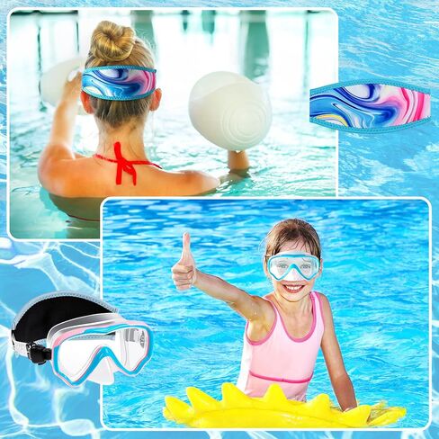 Fabbay 4 Pairs Kids Goggles with Nose Cover for Age 6-14, Kids Goggles with Fabric Strap Snorkel Mask Tempered Glass Dive Mask Swimming Mask with Strap Cover, 4 Colors in Saudi Arabia