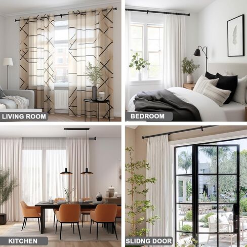 قضبان ستائر سوداء من Briofox - قضبان ستائر نافذة مقاس 1 بوصة للنوافذ من 72 إلى 144 بوصة، مجموعة قضبان ستارة نافذة واحدة متينة وحديثة قابلة للتعديل مع نهايات زخرفية in Kuwait