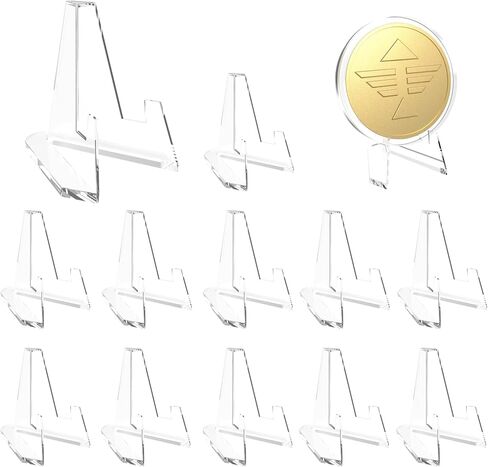 حوامل عرض العملات المعدنية من الأكريليك، 12 قطعة حامل عرض العملات المعدنية الواضح لعرض ساعة الجيب/رقائق الكازينو/الأعمال الفنية الصغيرة/ميداليات التحدي، بطول 2.3 بوصة in Kuwait