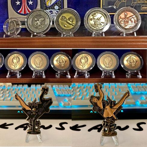 حوامل عرض العملات المعدنية من الأكريليك، 12 قطعة حامل عرض العملات المعدنية الواضح لعرض ساعة الجيب/رقائق الكازينو/الأعمال الفنية الصغيرة/ميداليات التحدي، بطول 2.3 بوصة in Kuwait