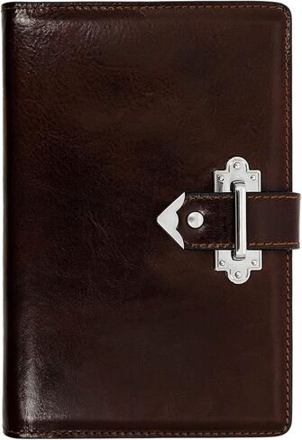 مجلة جلدية مقاومة للوقت مع غلاف دفتر ملاحظات A5 مبطن قابل لإعادة الملء مع حلقة قلم (بني) in Kuwait