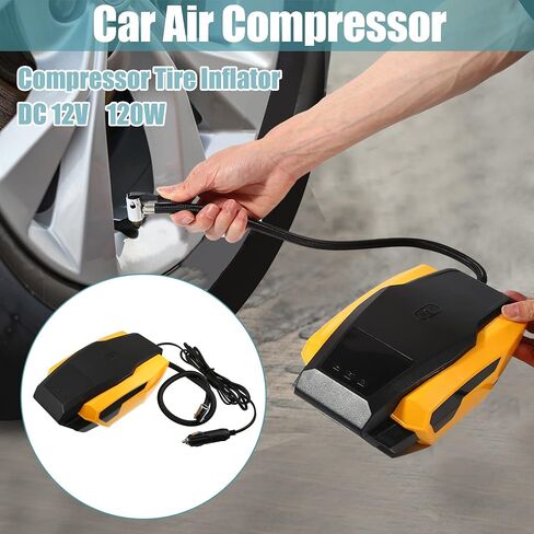 منفاخ إطارات السيارة المحمول من X AUTOHAUX، منفاخ إطارات رقمي 12 فولت، منفاخ إطارات تلقائي مع ضوء LED، طول خرطوم 0.6 متر لدراجة السيارة، أسود وبرتقالي in Saudi Arabia