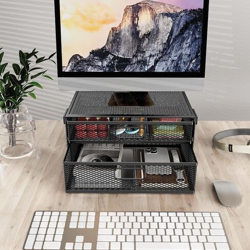 Under Desk Drawer Organizer No Drill Metal Under Desk Storage Drawer Container 2 Slide Out Cabinet Drawer Suitable for Home And Office (Medium) in Saudi Arabia