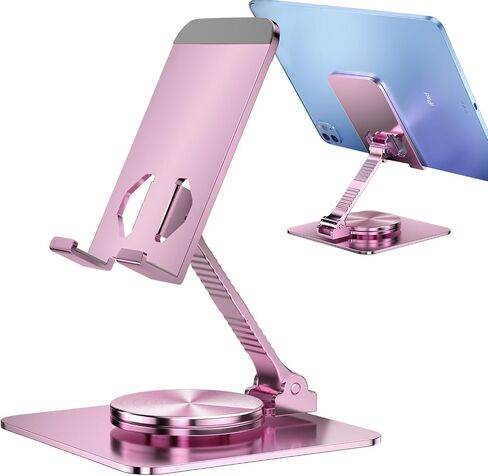 حامل هاتف قابل للطي للمكتب، حامل سطح المكتب قابل للتعديل بالكامل متوافق مع iPhone 14 13 12 11 Pro Max Xr، Nintendo Switch، الأجهزة اللوحية، جميع الهواتف (وردي) in Saudi Arabia