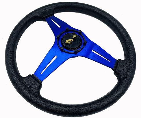 Universal 13.8"Car Racing Steering Wheel Vinyl Leather 6 Bolts Drifting Deep Dish Steering Wheel With Horn Button in Saudi Arabia
