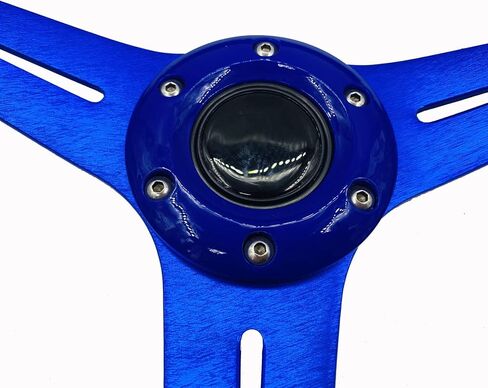 Universal 13.8"Car Racing Steering Wheel Vinyl Leather 6 Bolts Drifting Deep Dish Steering Wheel With Horn Button in Saudi Arabia