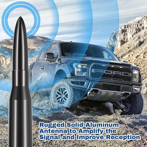هوائي رصاصة لسيارة الشاحنة مع 4 قطع أغطية جذعية للصمام لسيارة GM Chevy Silverado Duramax 1500 2500 3500 HD Ford F150 F250 F350 Denali Heavy Pickup Jeep Off Road AM/FM ملحقات الشاحنة (أسود مطفي) in Kuwait
