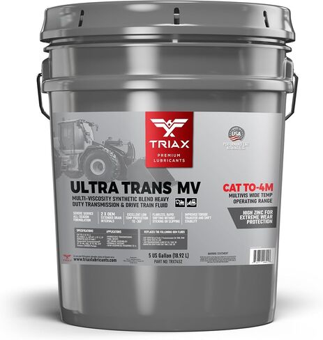 TRIAX Ultra Trans MV TO-4M, Multi-Viscosity Powershift Transmission Drive Train and Heavy Duty Transmission Fluid Compatible with CAT TO-4M (5 Gallon Pail) in Saudi Arabia