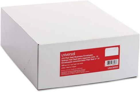 Universal UNV36003 Peel Seal 4.13 in. x 9.5 in. #10 Square Flap Business Envelopes - White (500/Box) in Saudi Arabia