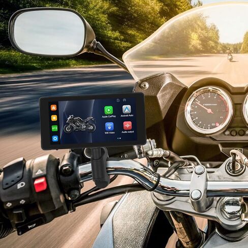 شاشة Carplay للدراجات النارية، Apple Car Play اللاسلكية ونظام تحديد المواقع العالمي (GPS) اللاسلكي لنظام Android للدراجات النارية، 5.5 بوصة مقاومة للماء محمولة Apple Carplay/Android Auto، تدعم Siri/Google Assistant in Saudi Arabia