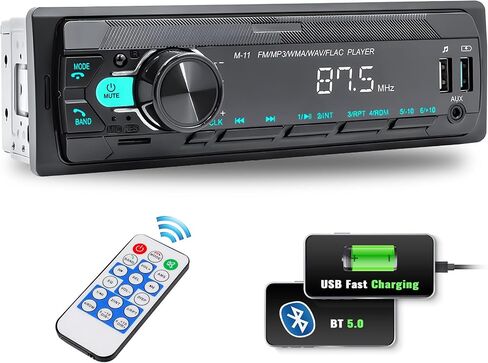 SIXWIN Single Din Car Stereo with Bluetooth 5.0 Hands Free Calling Voice Control Car Stereo FM Radio Car Mp3 Player USB AUX Port Audio Recording Remote Control Car Audio System Car Stereo Receiver in Saudi Arabia