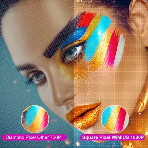 جهاز عرض، جهاز عرض فيديو WiMiUS 4K LED يدعم شاشة 200 بوصة، تصحيح الانحراف 4D ±50 درجة، وظيفة تكبير بنسبة 50% متوافقة مع جهاز التلفاز والكمبيوتر الشخصي والهاتف الذكي للأفلام الداخلية والخارجية in Kuwait