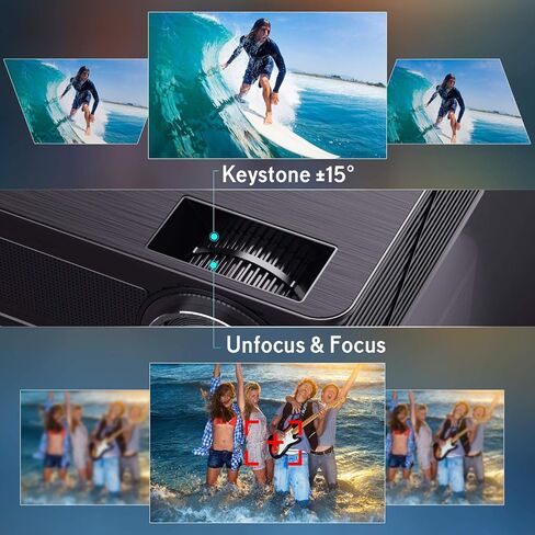 جهاز عرض، جهاز عرض فيديو WiMiUS 4K LED يدعم شاشة 200 بوصة، تصحيح الانحراف 4D ±50 درجة، وظيفة تكبير بنسبة 50% متوافقة مع جهاز التلفاز والكمبيوتر الشخصي والهاتف الذكي للأفلام الداخلية والخارجية in Kuwait