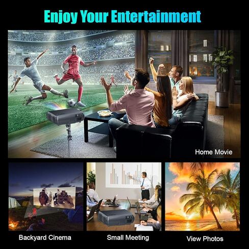 جهاز عرض، جهاز عرض فيديو WiMiUS 4K LED يدعم شاشة 200 بوصة، تصحيح الانحراف 4D ±50 درجة، وظيفة تكبير بنسبة 50% متوافقة مع جهاز التلفاز والكمبيوتر الشخصي والهاتف الذكي للأفلام الداخلية والخارجية in Kuwait