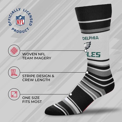 جوارب FBF NFL المخططة للبالغين - جودة ممتازة - يمكن غسلها في الغسالة - مثالية ليوم اللعب والارتداء اليومي (فيلادلفيا إيجلز - أسود) in Saudi Arabia