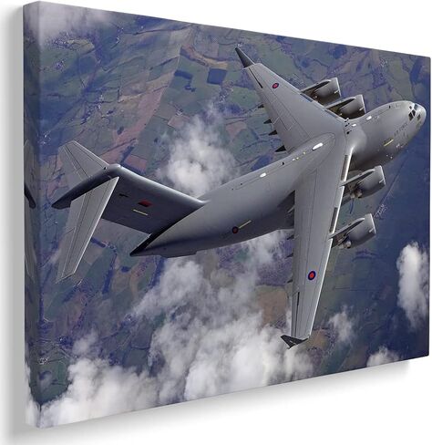 C-17 الطيران قماش جدار الفن يطبع C-17 Globemaster III Air Force ملصق مؤطر Boeing Airplane ديكور طائرة مقاتلة صورة فنية طائرة عسكرية؟ الجدار؟ ديكور المنزل غرفة نوم الديكور - 12x18 بوصة in Saudi Arabia