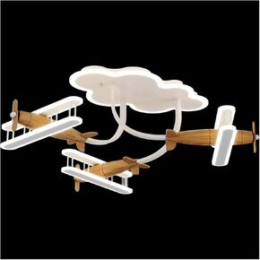 Children's Room Lamp Creative Cartoon Solid Wood Bedroom Airplane Light Cream Wind Style Ceiling Lamp,Chandelier Bulbs