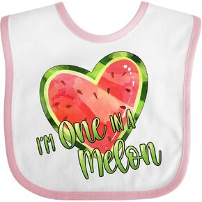inktastic I'm 1 in a Melon- Watermelon Heart Baby Bib