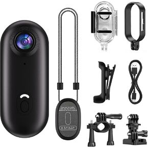 i3 4K Mini Action Camera - Thumb-Sized Body Cam with 360° Magnetic Mount, Waterproof Helmet Camera for Cycling/Pet Vlogging (64GB Included)