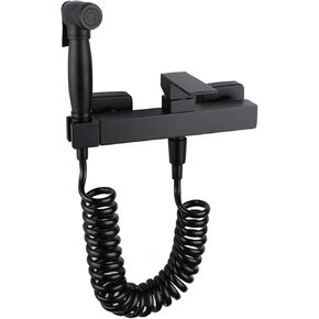 HandheldToilet Sprayer Kit with Cold and Hot Water, Wall Mounted Bathroom Toilet Sprayer Square Single HandleFaucet,2.5m Hose(1.5m Hose)