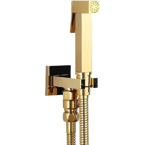 Handheld Bidet Sprayer for Toilet, Titanium Gold Toilet Bidet Sprayer Kit Brass Wall Mounted Bathroom Cloth Diaper Sprayer Set with Single Cold Water for Pet Bathing,1.5M Hose(1M Hose)