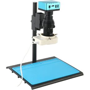 8MP 4K Video Microscope with 200X Lens, Ring Light & Stand, for PCB Repair, Soldering, Inspection