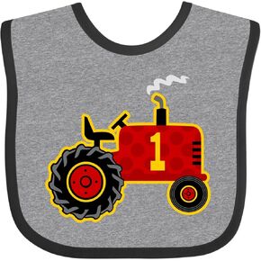 Inktastic Red Tractor 1st Birthday Baby Bib